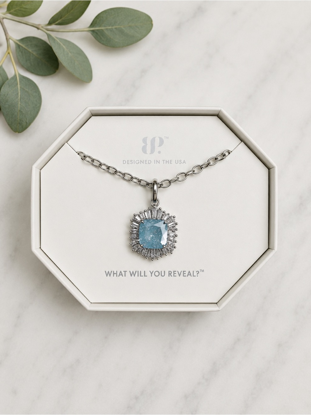 Bomb Party Silver Blue Crystal Halo Pendant Necklace NWT